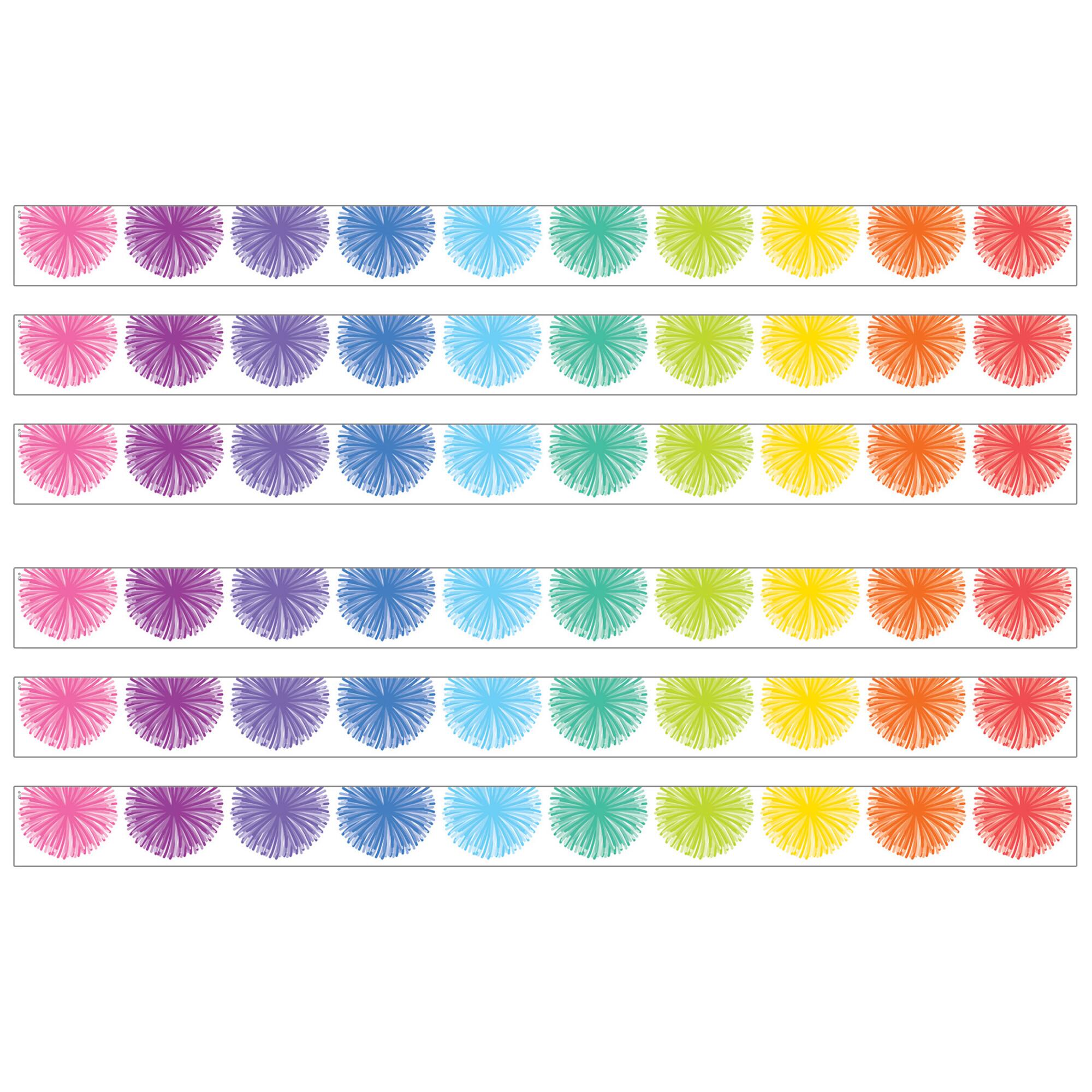 Teacher Created Resources® Colorful Poms Scalloped Die-Cut Border Trim, 6 Packs of 12